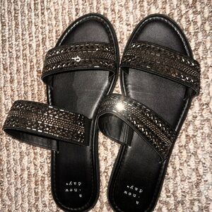 A New Day Black Embellished Sandals